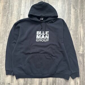 Jerzees Blue Man‎ Group Hoodie Pullover Sweatshirt Graphic Print 2XL